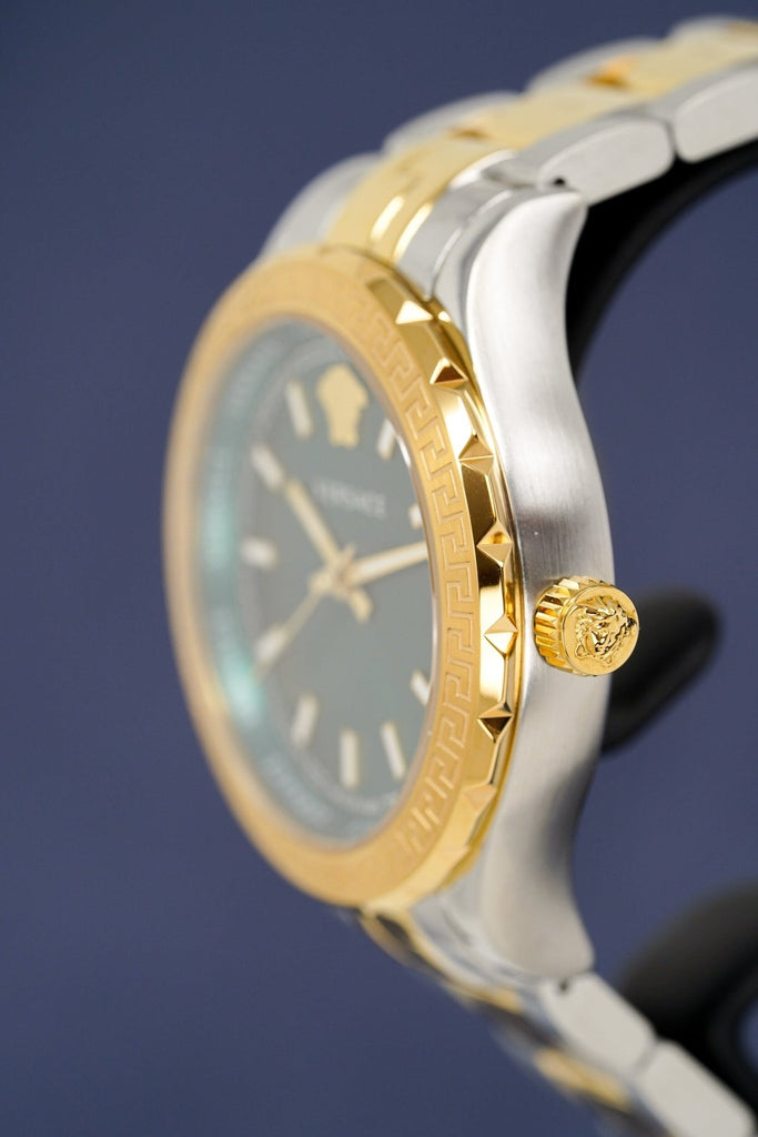 Versace Hellenyium Green Dial Two Tone Steel Strap Watch for Women - V12050015 Buy Now By Versace