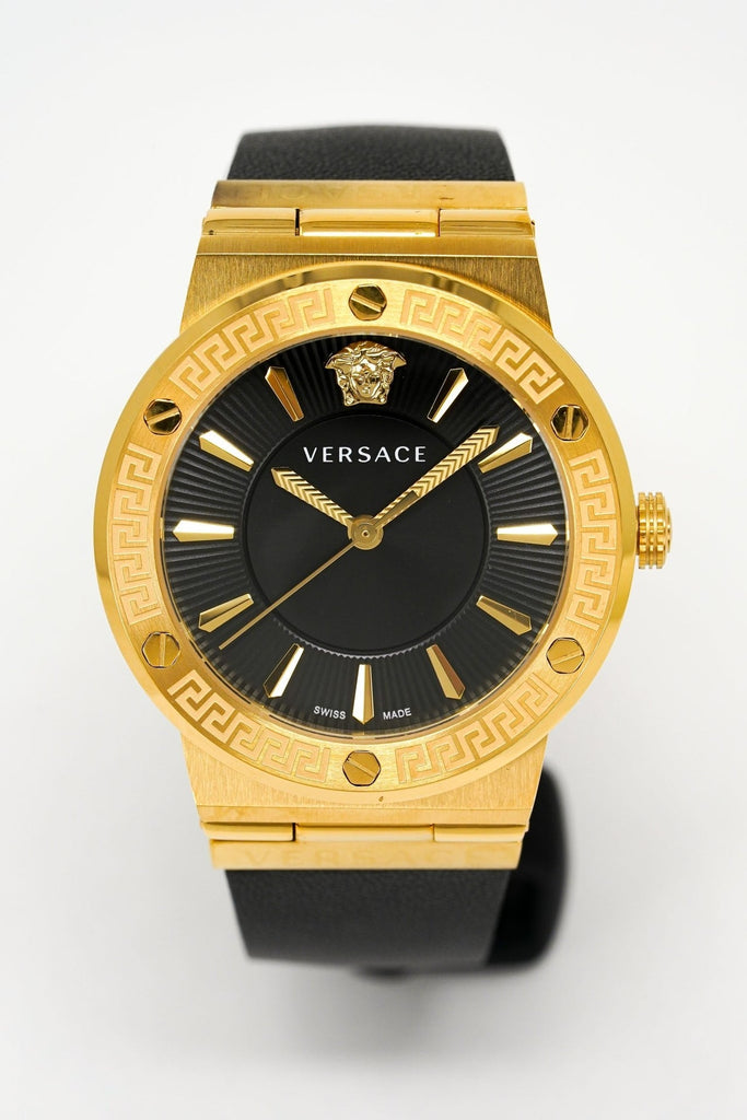 Versace Greca Black Dial Black Leather Strap Watch for Women - VEVH00320 Buy Now By Versace