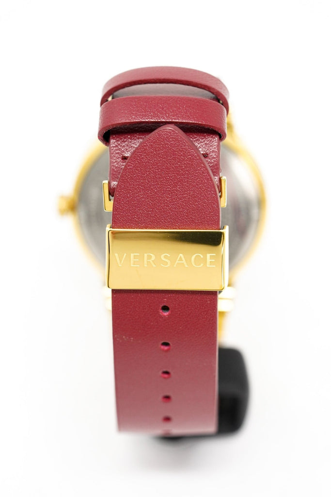 Versace Greca Silver Dial Red Leather Strap Watch for Women - VEVH00420 Buy Now By Versace
