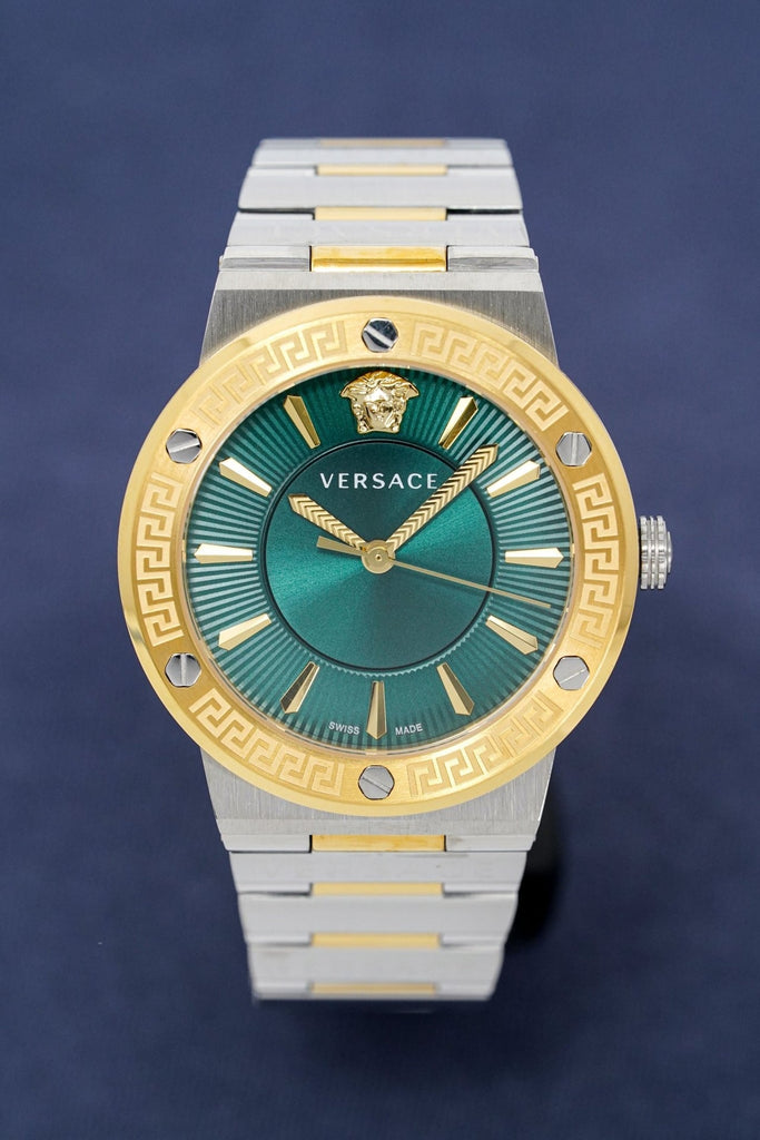 Versace Greca Green Dial Silver Steel Strap Watch for Women - VEVH00720 Buy Now By Versace