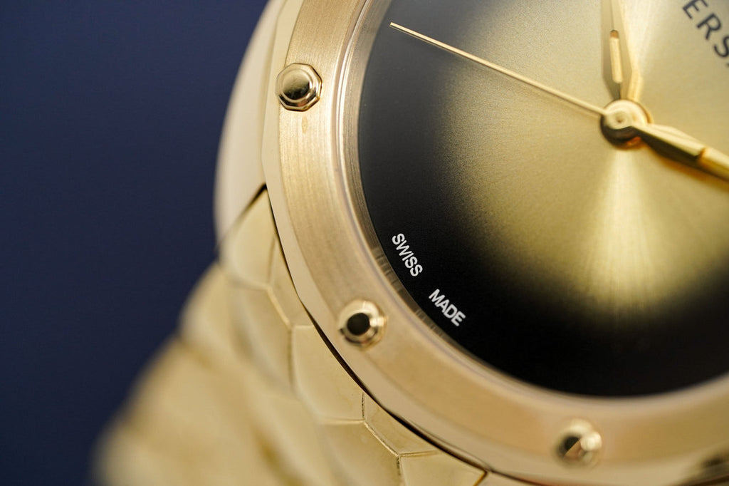 Versace Shadov Quartz Gold Dial Gold Steel Strap Watch for Women - VEBM00618 Buy Now By Versace