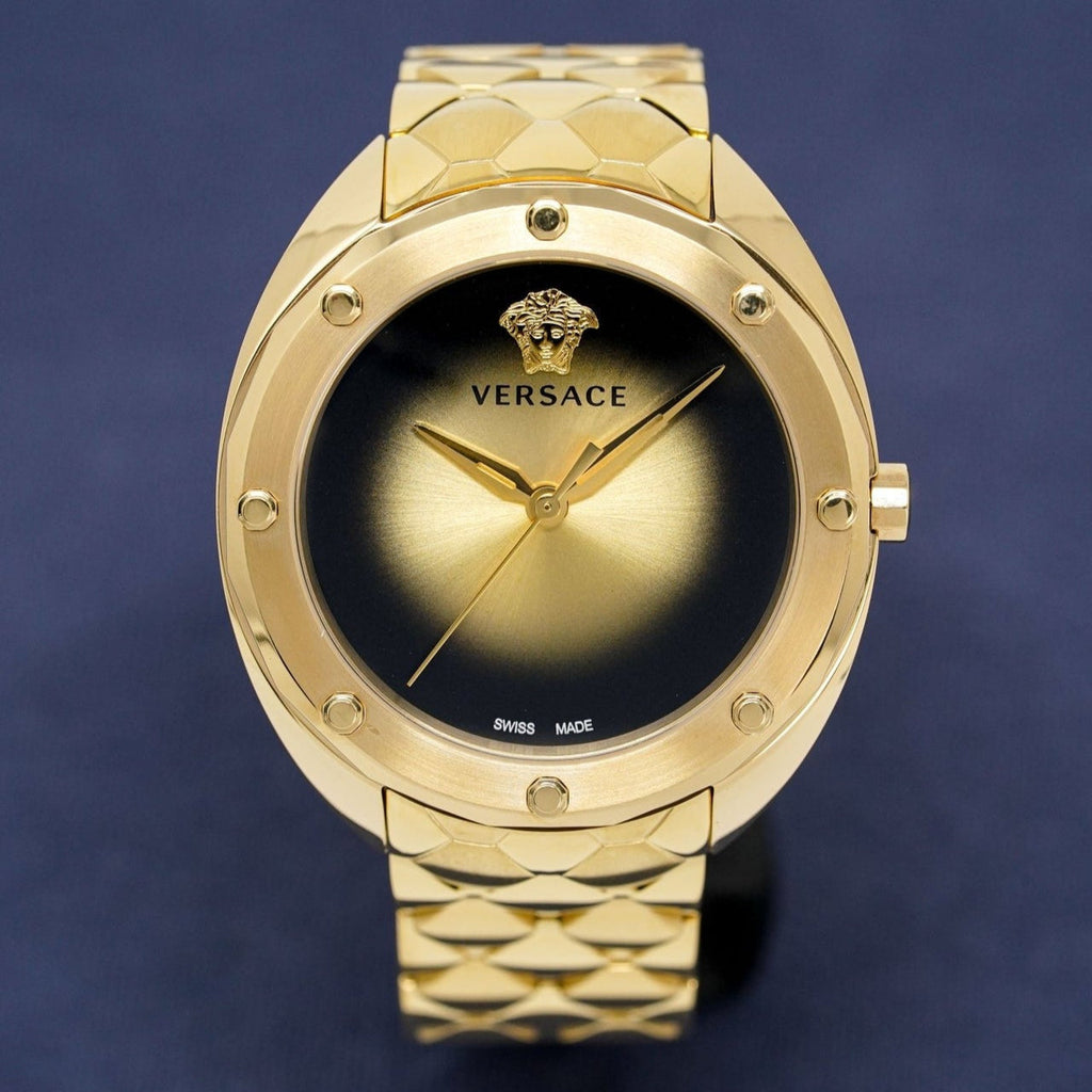 Versace Shadov Quartz Gold Dial Gold Steel Strap Watch for Women - VEBM00618 Buy Now By Versace