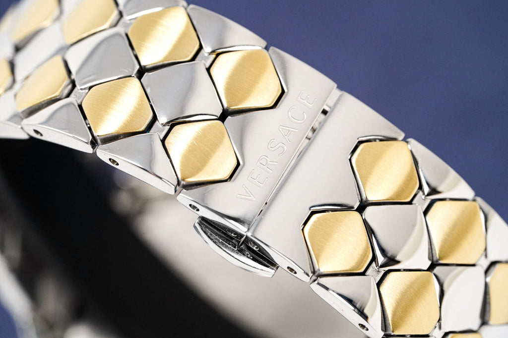 Versace Shadov Quartz Gold Dial Two Tone Steel Strap Watch for Women - VEBM00518 Buy Now By Versace