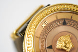 Versace V Metal Icon Gold Dial Brown Strap Watch for Women - VLC130016 Buy Now By Versace