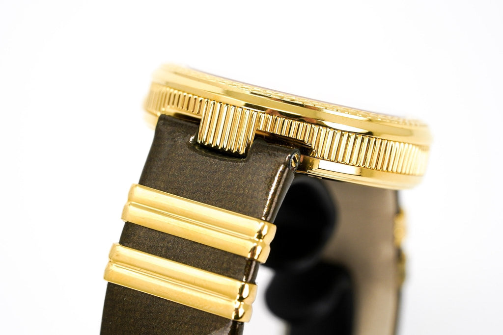 Versace V Metal Icon Gold Dial Brown Strap Watch for Women - VLC130016 Buy Now By Versace