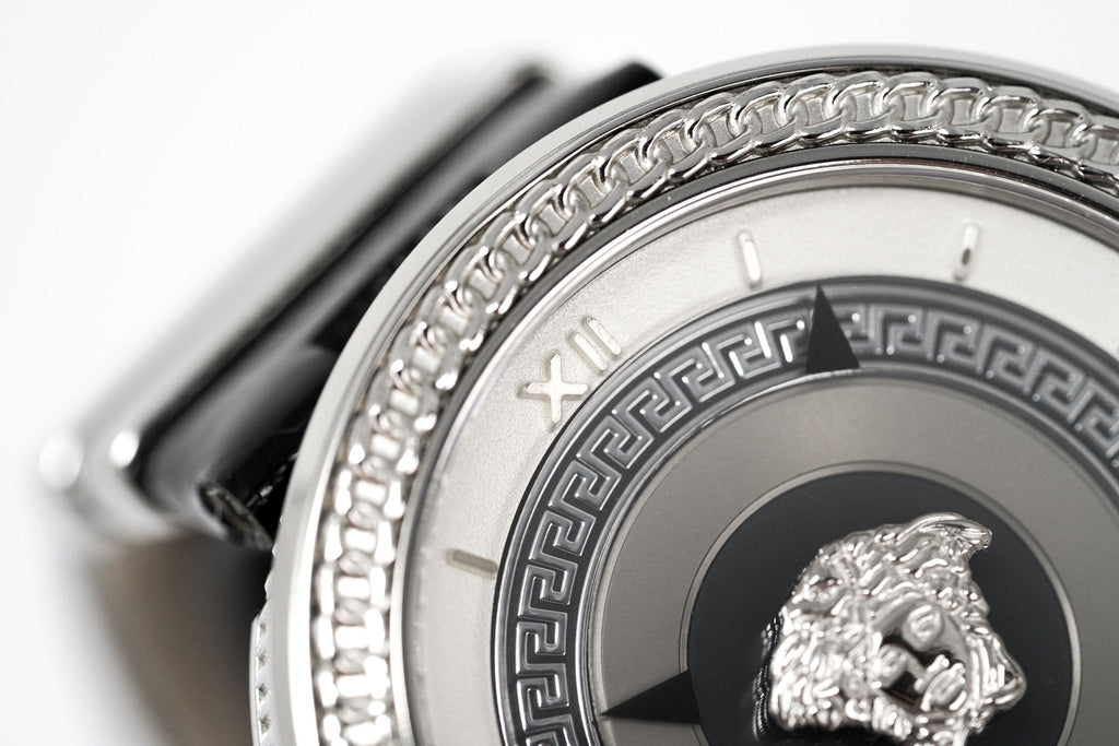 Versace V Metal Icon Silver Dial Black & Silver Strap Watch for Women - VLC010014 Buy Now By Versace