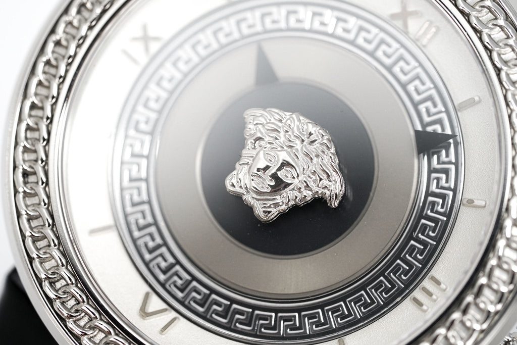 Versace V Metal Icon Silver Dial Black & Silver Strap Watch for Women - VLC010014 Buy Now By Versace