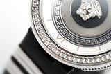 Versace V Metal Icon Silver Dial Black & Silver Strap Watch for Women - VLC010014 Buy Now By Versace