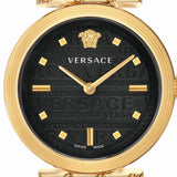 Versace Greca Meander Black Dial Black Leather Strap Watch for Women - VELW00420 Buy Now By Versace