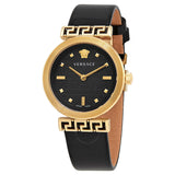 Versace Greca Meander Black Dial Black Leather Strap Watch for Women - VELW00420 Buy Now By Versace