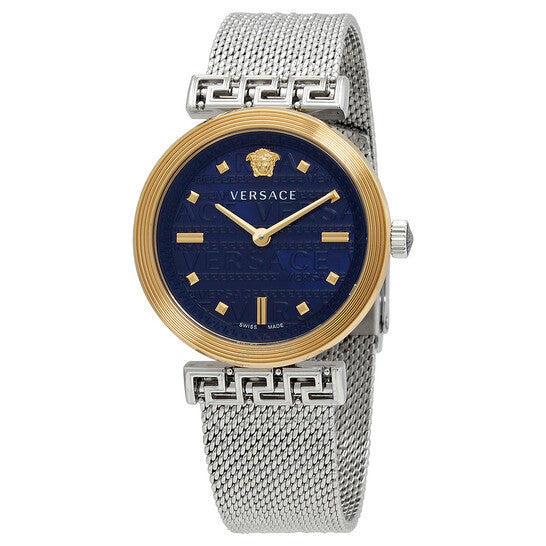 Versace Meander Blue Dial Silver Mesh Bracelet Watch for Women - VELW00520 Buy Now By Versace