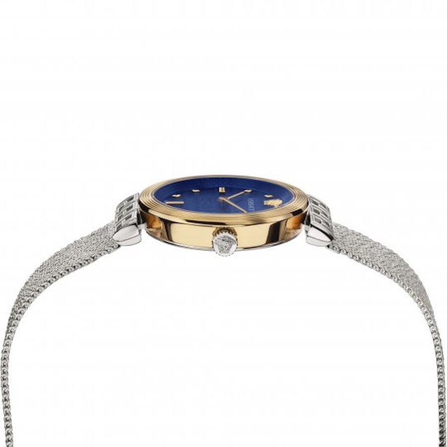 Versace Meander Blue Dial Silver Mesh Bracelet Watch for Women - VELW00520 Buy Now By Versace