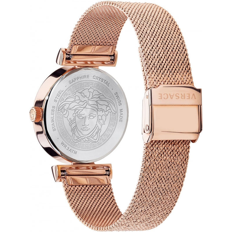 Versace Meander White Dial Rose Gold Mesh Bracelet Watch for Women - VELW00620 Buy Now By Versace
