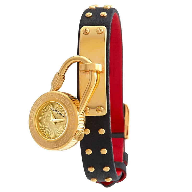 Versace Medusa Lock Icon Gold Dial Red Leather Strap Watch for Women - VEDW00119 Buy Now By Versace
