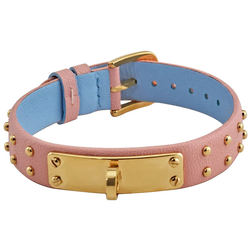 Versace Medusa Lock Icon Quartz Gold Dial Pink & Blue Leather Strap Watch For Women - VEDW00219 Buy Now By Versace