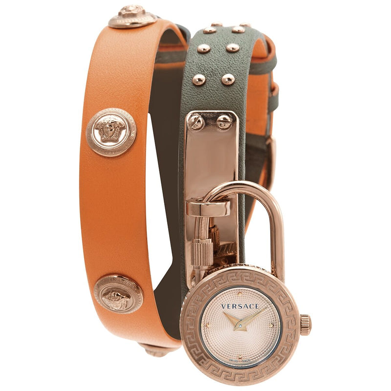 Versace Medusa Lock Icon Quartz Beige Dial Green Leather Strap Watch for Women - VEDW00519 Buy Now By Versace