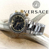Versace Classic Chronograph Quartz Black Dial Silver Steel Strap Watch For Men - VEV700419 Buy Now By Versace