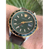 Versace Hellenyium Green Dial Brown Leather Strap Watch for Men - V11090017 Buy Now By Versace
