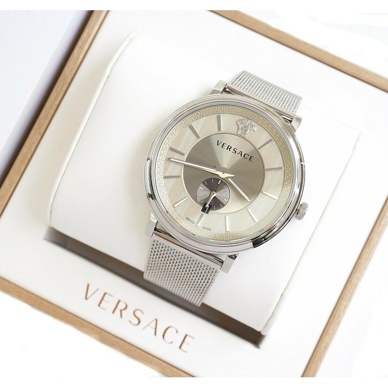 Versace V-Circle Silver Dial Silver Mesh Bracelet Watch for Men - VBQ060017 Buy Now By Versace
