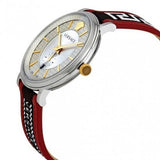 Versace V Circle Silver Dial Two Tone Leather Strap Watch for Men - VEBQ01319 Buy Now By Versace