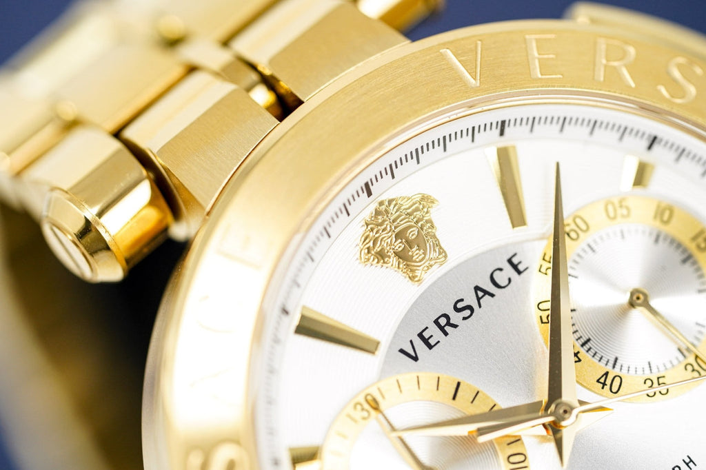 Versace V Racer Chronograph White Dial Gold Steel Strap Watch for Men - VBR060017 Buy Now By Versace