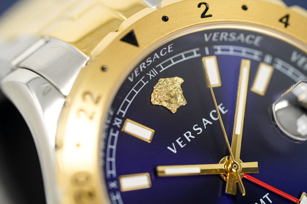Versace Hellenyium GMT Blue Dial Two Tone Steel Strap Watch for Men - V11060017 Buy Now By Versace