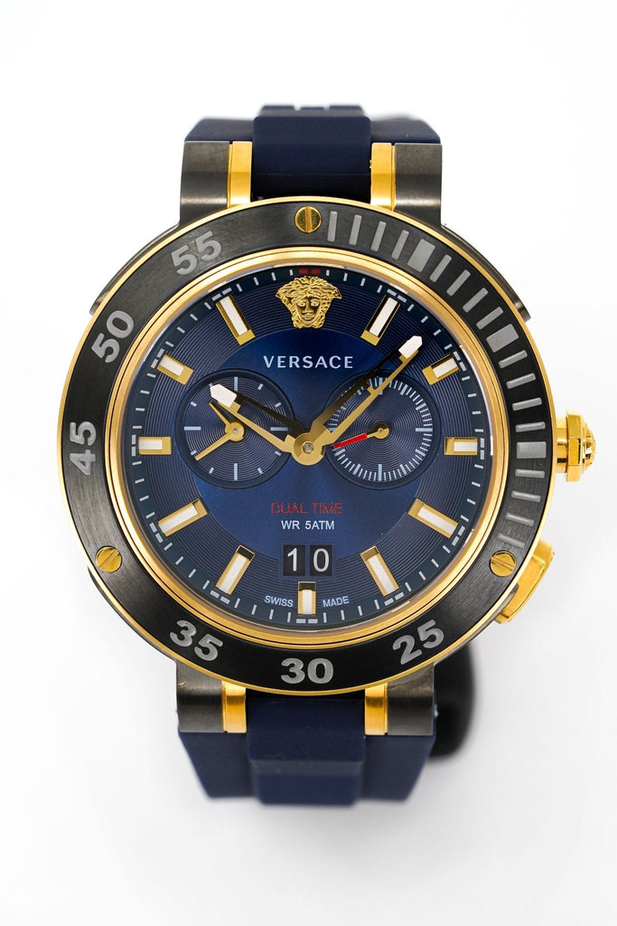 Versace V Extreme Chronograph Blue & Gold Tone Dial Blue Rubber Strap Watch for Men - VCN010017 Buy Now By Versace