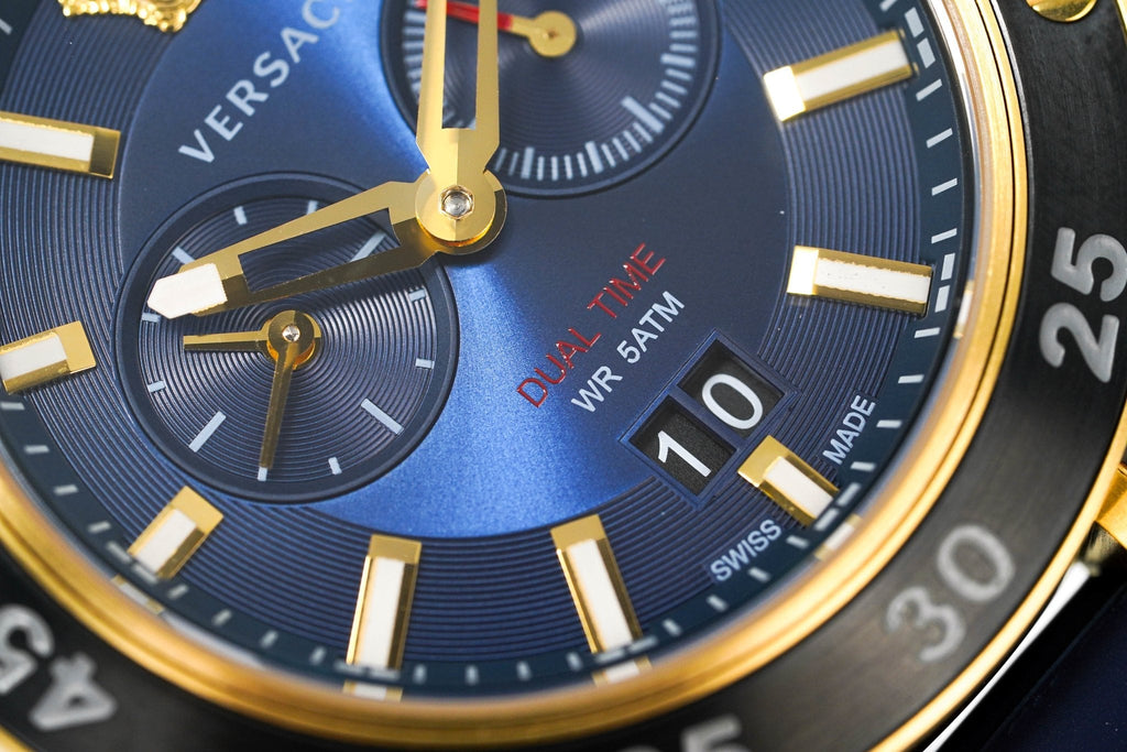 Versace V Extreme Chronograph Blue & Gold Tone Dial Blue Rubber Strap Watch for Men - VCN010017 Buy Now By Versace