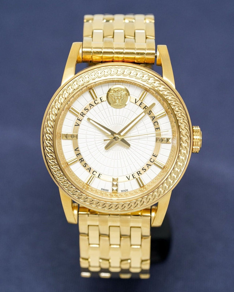 Versace Code Quartz Silver Dial Gold Steel Strap Watch For Men - VEPO00420 Buy Now By Versace