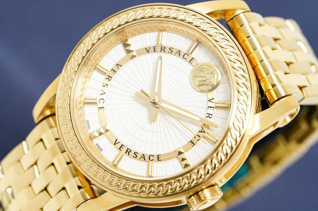 Versace Code Quartz Silver Dial Gold Steel Strap Watch For Men - VEPO00420 Buy Now By Versace
