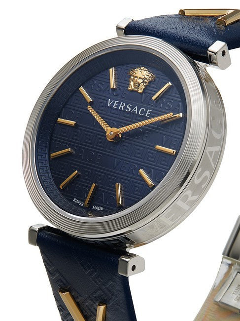 Versace V-Twist Quartz Blue Dial Blue Leather Strap Watch for Women - VELS00119 Buy Now By Versace