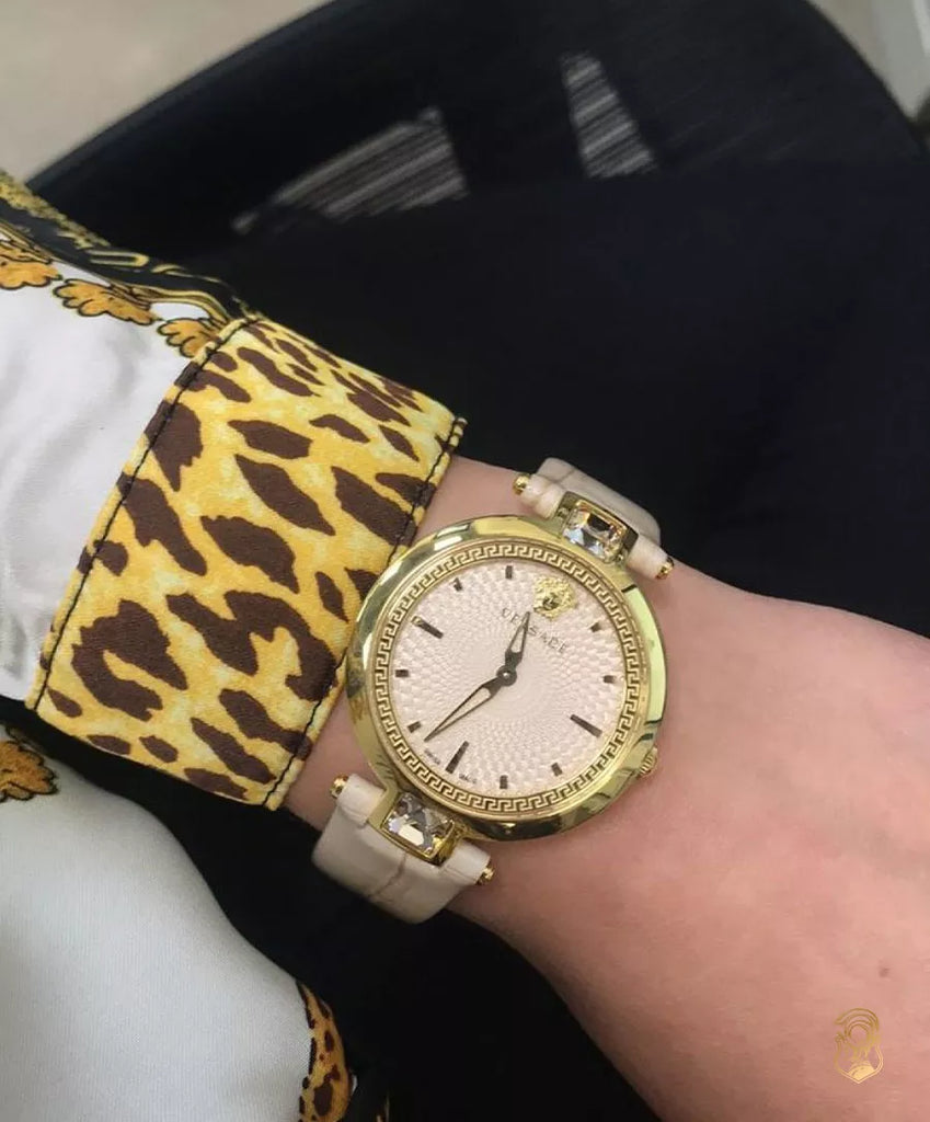 Versace Olympo Quartz White Dial Beige Leather Strap Watch for Women - VAN050016 Buy Now By Versace