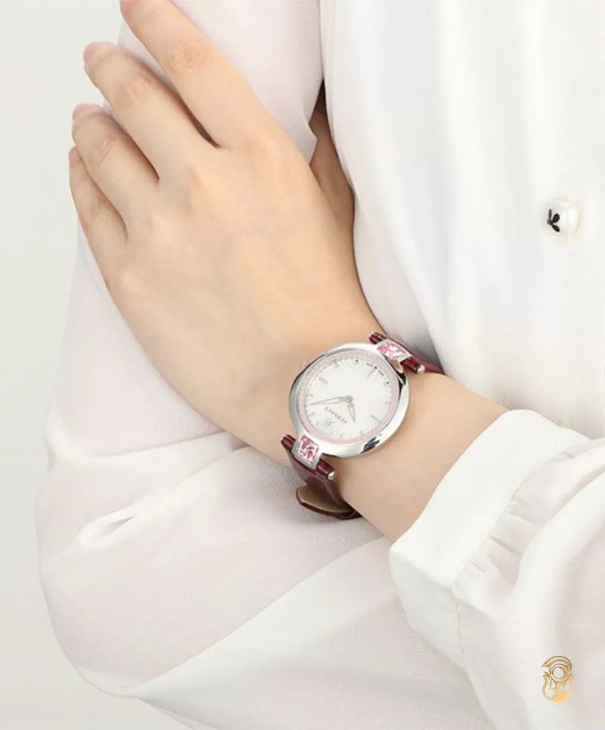 Versace Olympo Crystal Gleam White Dial Purple Leather Strap Watch for Women - VAN010016 Buy Now By Versace