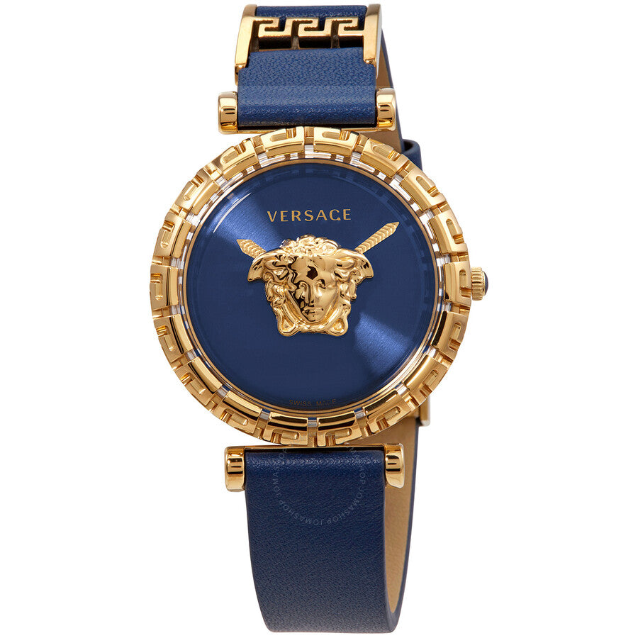 Versace Palazzo Empire Greca Quartz Blue Dial Blue Leather Strap Watch for Women - VEDV00219 Buy Now By Versace