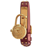 Versace Medusa Lock Icon Gold Dial Red Leather Strap Watch for Women - VEDW00319 Buy Now By Versace