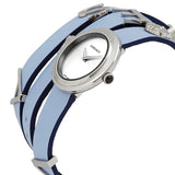 Versace V Flare Silver Dial Blue Leather Strap Watch for Women - VEBN00118 Buy Now By Versace