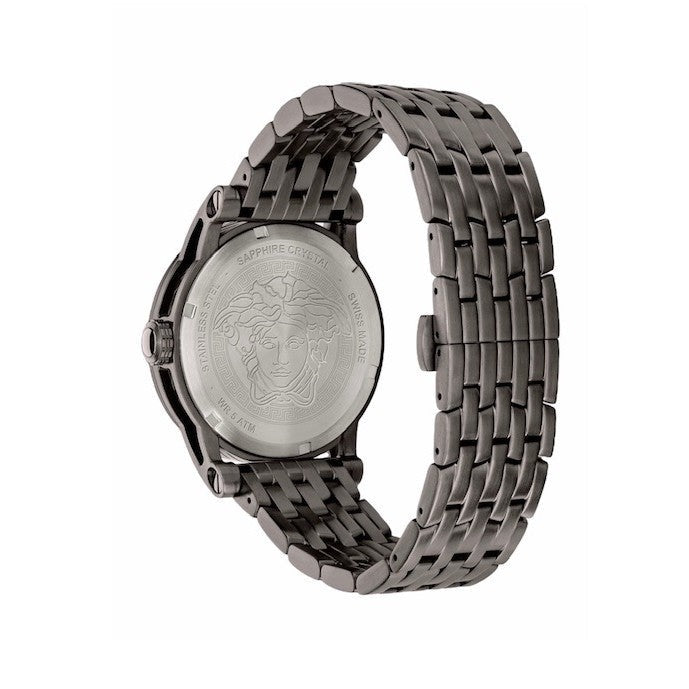 Versace Viamond Quartz Black Dial Grey Steel Strap Watch For Men - VEPO00520 Buy Now By Versace