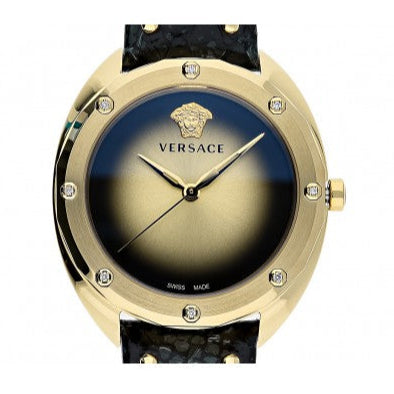 Versace Shadov Gold Dial Green Leather Strap Watch For Women - VEBM01018 Buy Now By Versace