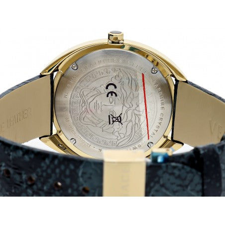 Versace Shadov Gold Dial Green Leather Strap Watch For Women - VEBM01018 Buy Now By Versace