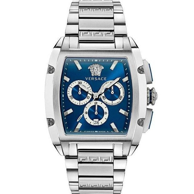 Versace Dominus Chronograph Blue Dial Silver Steel Strap Watch For Men - VE6H00423 Buy Now By Versace