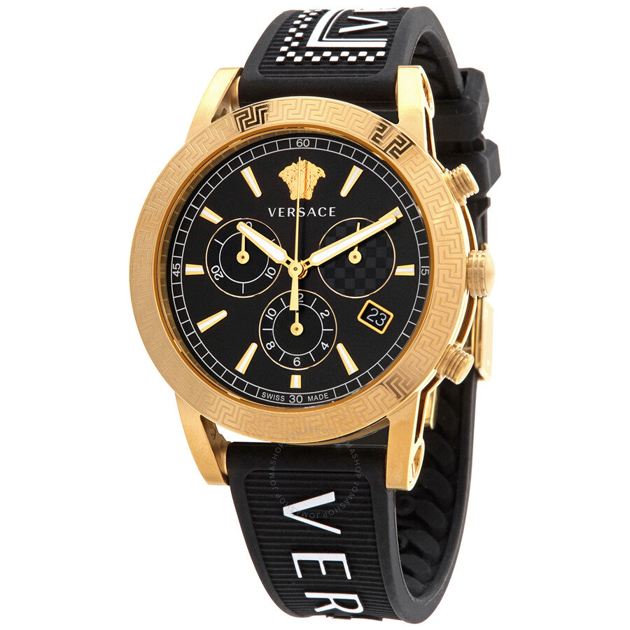 Versace Sports Tech Chronograph Black Dial Black Rubber Strap Watch for Men - VELT00119 Buy Now By Versace