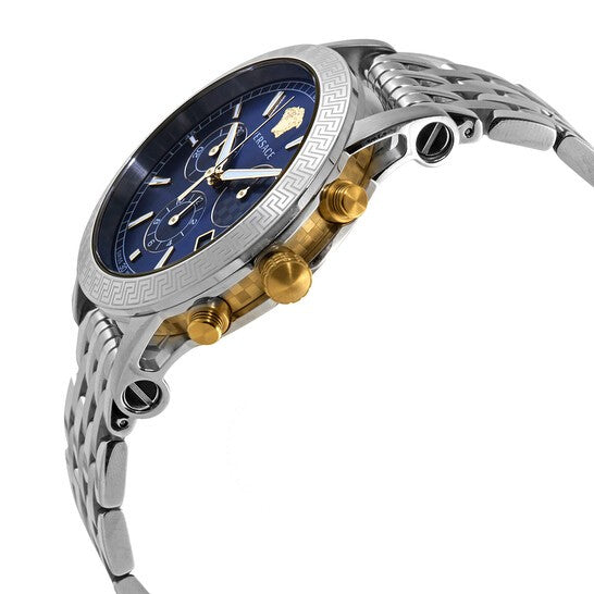 Versace Sport Tech Chronograph Blue Dial Silver Steel Strap Watch for Men - VELT00219 Buy Now By Versace