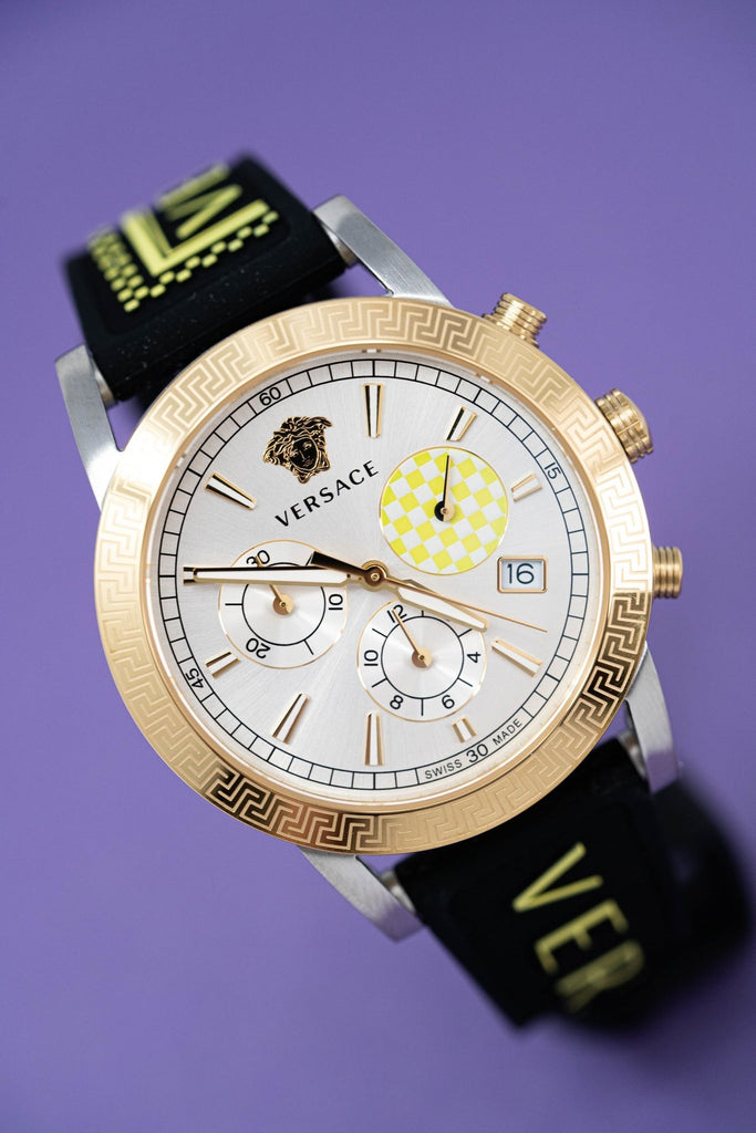 Versace Sports Tech Chronograph Silver Dial Black Rubber Strap Watch for Women - VELT00519 Buy Now By Versace