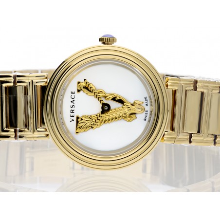 Versace Mini Virtus Quartz White Dial Gold Steel Strap Watch For Men - VET300221 Buy Now By Versace