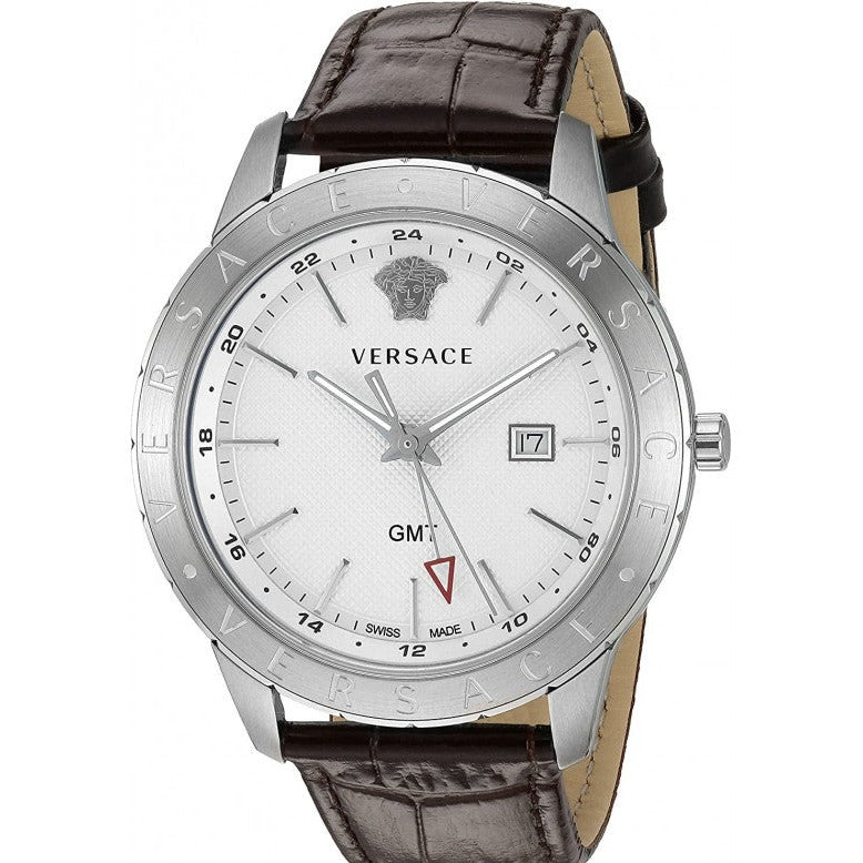 Versace Univers White Dial Brown Leather Strap Watch for Men - VEBK00118 Buy Now By Versace