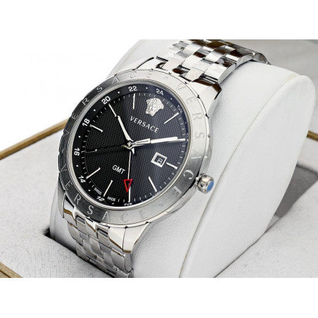 Versace Univers Analog Black Dial Silver Steel Strap Watch for Men - VEBK00418 Buy Now By Versace