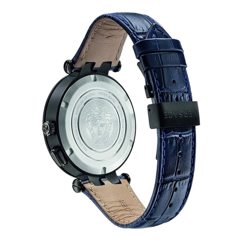 Versace V Race Chronograph Quartz Blue Dial Blue Leather Strap Watch For Men - VEBV00419 Buy Now By Versace