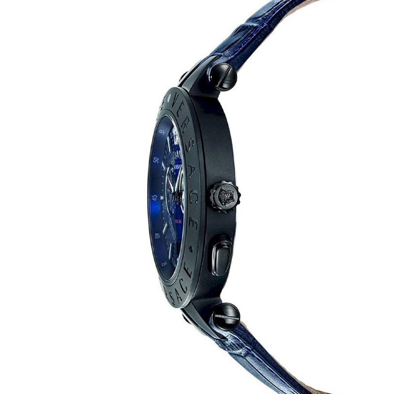 Versace V Race Chronograph Quartz Blue Dial Blue Leather Strap Watch For Men - VEBV00419 Buy Now By Versace