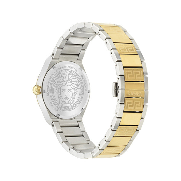 Versace V-Auria Quartz Green Dial Two Tone Steel Strap Watch for Men - VE0F00425 Buy Now By Versace