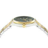 Versace V-Auria Quartz Green Dial Two Tone Steel Strap Watch for Men - VE0F00425 Buy Now By Versace